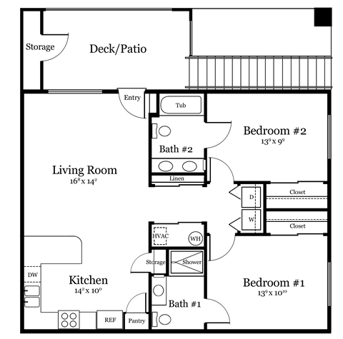 B2 Floor Plan at Vale Apartments & Townhomes